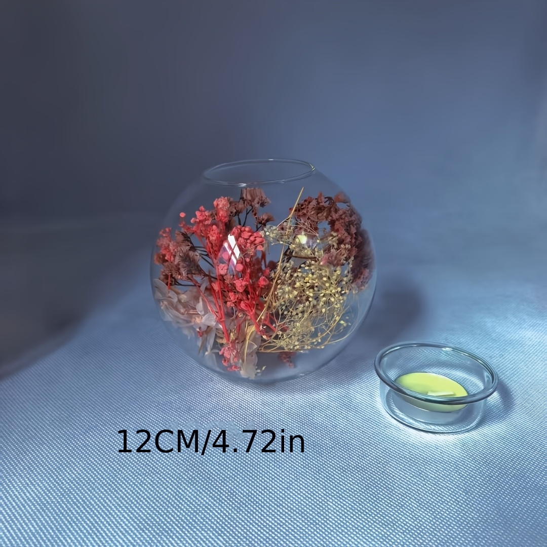 TEMU 8cm 10cm 12cm Glass Spherical Candle Holders Suitable For Weddings, Glass Sphere Table Centerpiece With Polished, Modern Minimalist Glass Holder