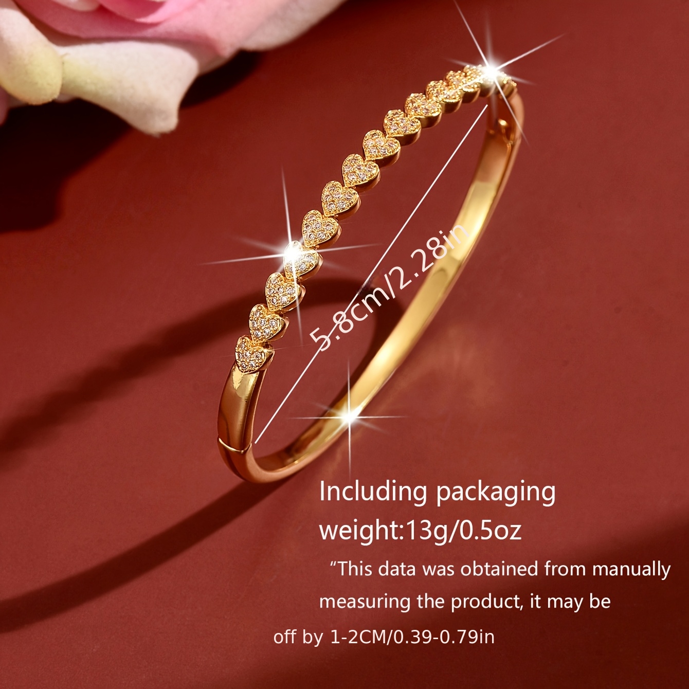 Women's Romantic French Heart Bracelet, Exquisite Pave Design