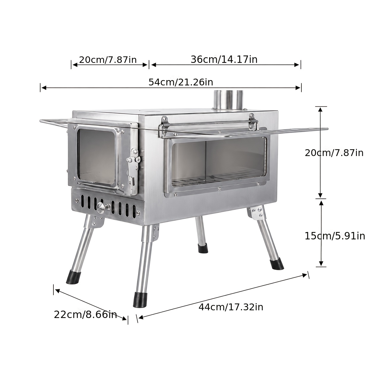 Hot Tent Stove, Wood Stove, Portable Wood Stove With 6 Stainless Steel Chimney Pipes For Outdoor Heating And Cooking, Ice Fishing, Hunting, Camping