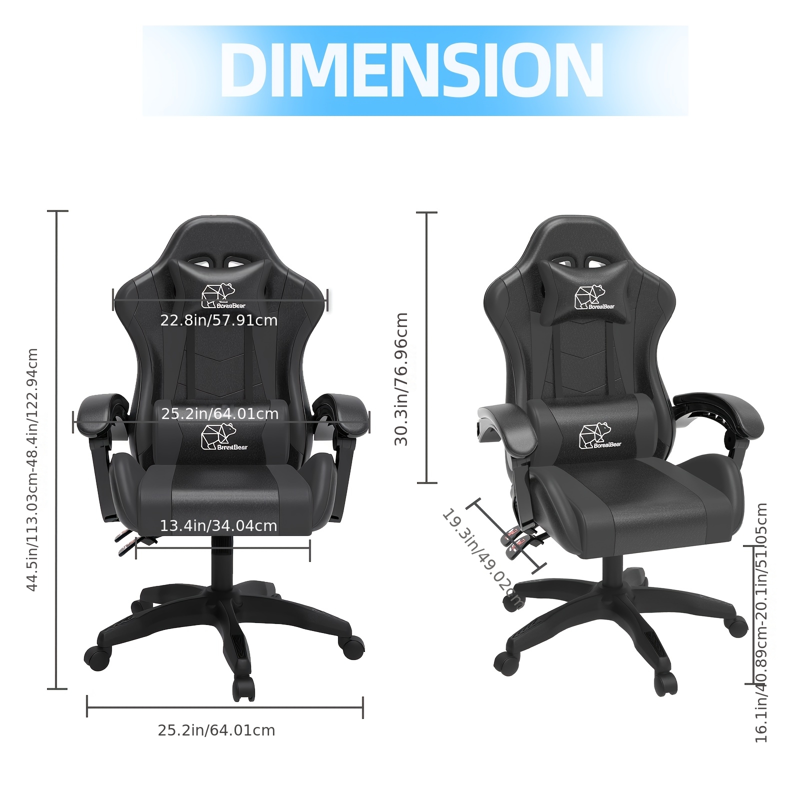 1pc Heavy-Duty Manual Recline E-Sports Chair Suitable for Adults & - Adjustable Footrest/Lumbar Support Gaming Desk Chair with Fixed Armrests, High-Padding Ergonomic Seat for Home Office Computer Chair, Modern for Home and Office Use