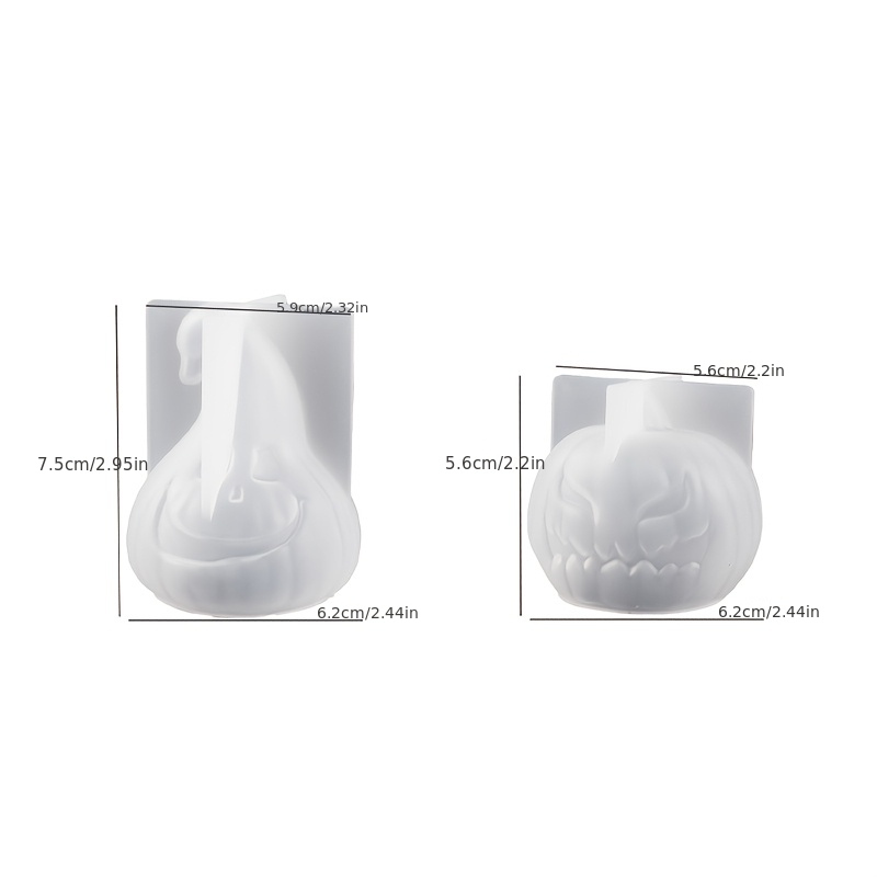 Image of 2pcs Resin Silicone Pumpkin Molds For Halloween - Wax Candle Molds For Halloween Gifts - Home Desktop Aesthetic Decoration - Handicraft Silicone Molds - For Halloween Doorway Decoration