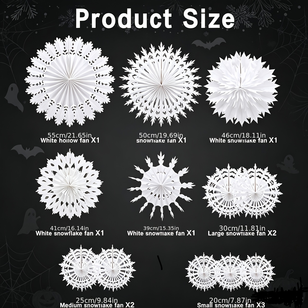 TEMU 12pcs White Paper Snowflake Decorations Birthday Party Supplies Winter Party Decorations Christmas Large Snowflake Decorations Hanging Snowflake