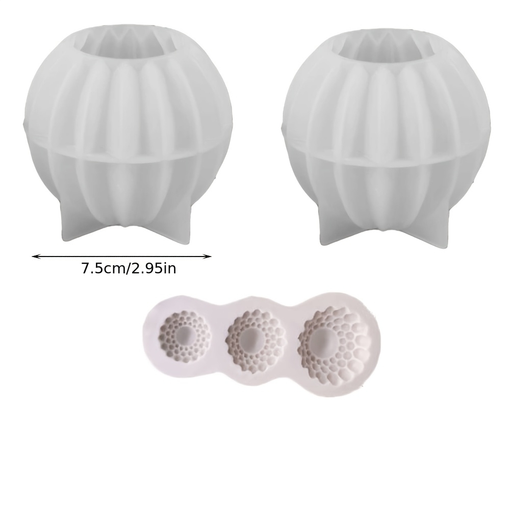 TEMU Set di 3 Stampi in Resina: Stampo Grande a Sfera a Forma di , Stampo a Sfera a , Stampo per Palline Natalizie. per Resina, Candele e Lavori in