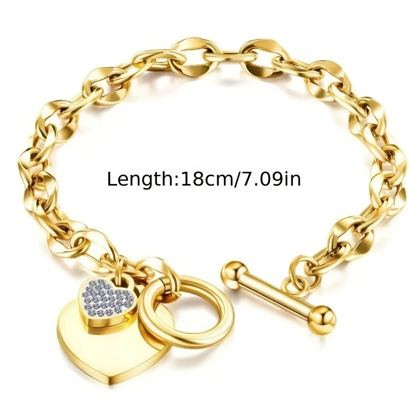 Light Luxury Thick Chain Double Heart Bracelet, Minimalist Style