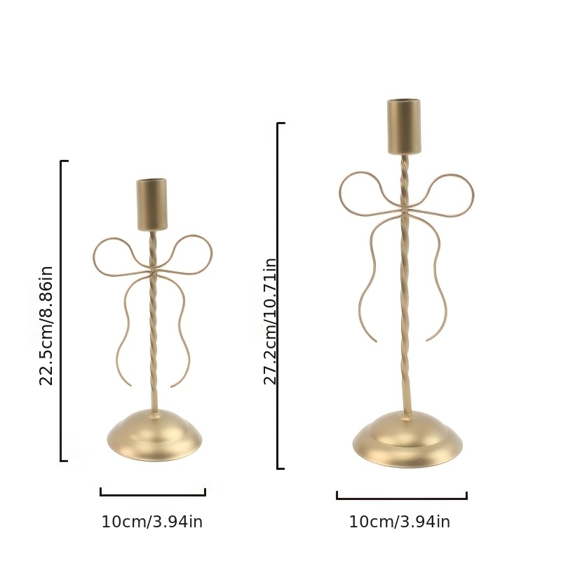 TEMU 1pc Bow Candle Holder | Suitable For Pillar Candles, Unique Shape, Elegant Atmosphere Ideal For Weddings Or Parties, Durable Metal, Tabletop