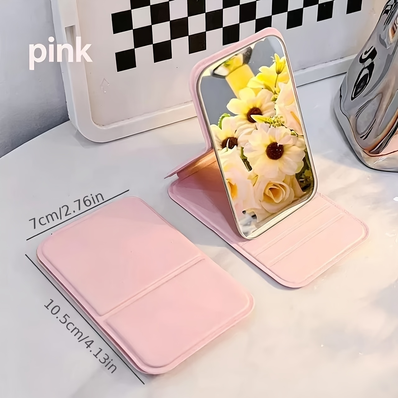 3pcs Portable Folding Compact Mirror Set, Macaron Casing