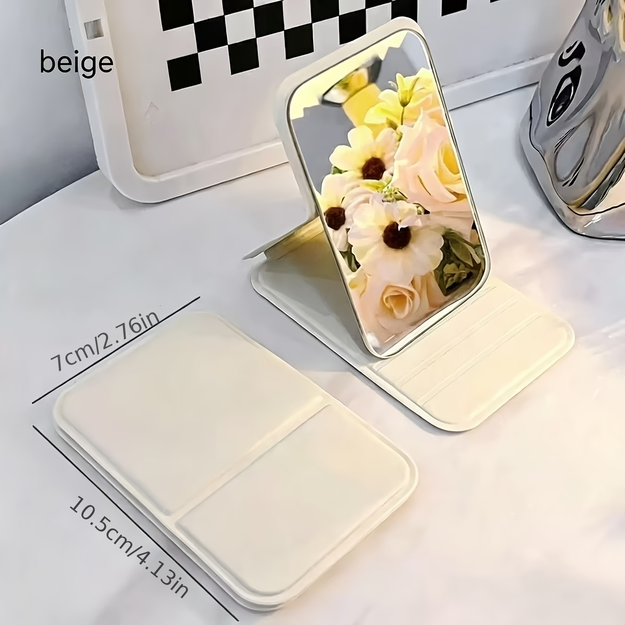 3pcs Portable Folding Compact Mirror Set, Macaron Casing