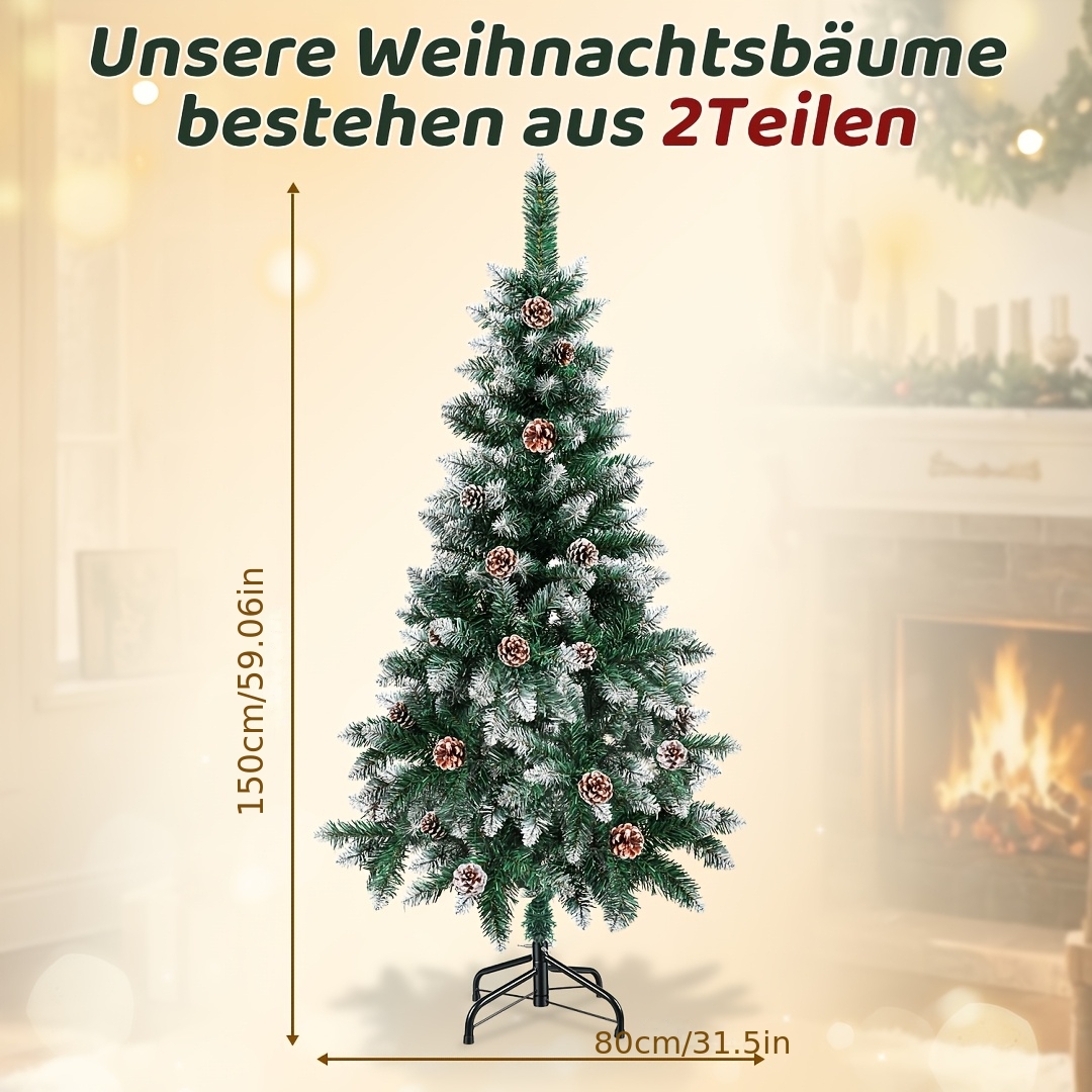 TEMU Albero di Natale artificiale con e , albero natalizio a pieni con rami modellabili e supporto in metallo pieghevole, decorazione natalizia stile