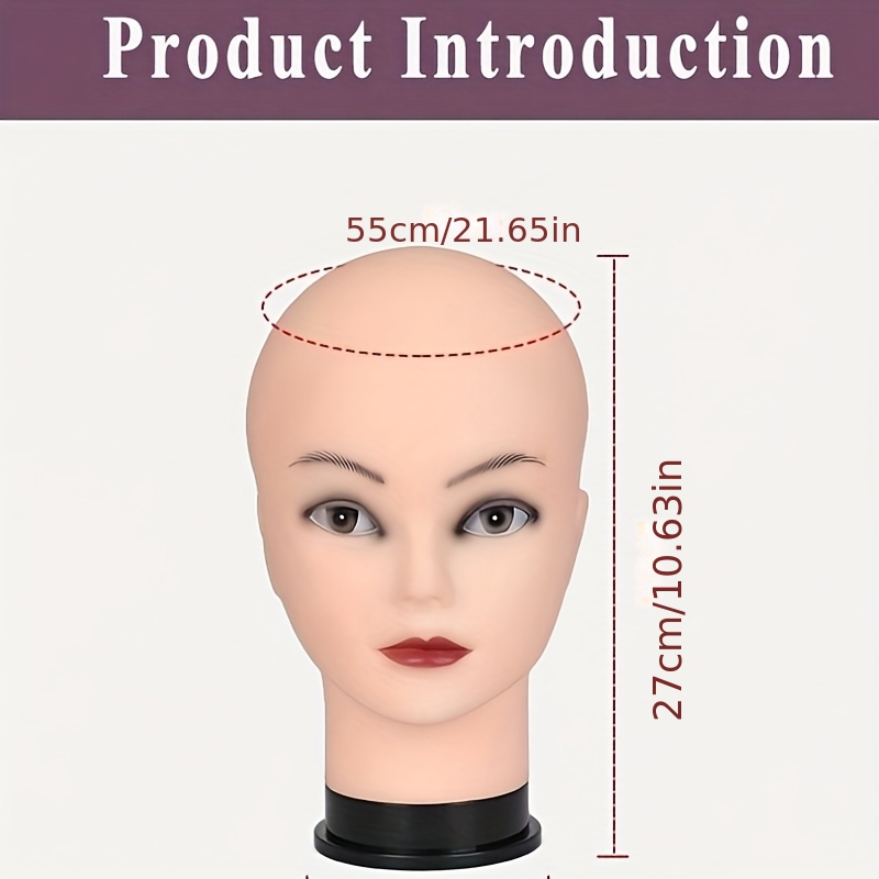 TEMU Tête de mannequin pour présentation de perruques, de coiffure, présentation de lunettes et entraînement à l'application de Cosmétique