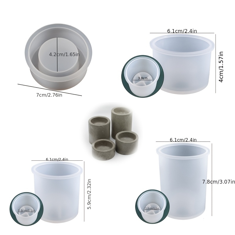 E-shop 4er-Set Harz-Silikonform, zylindrischer Kerzenhalter, Teelampenhalter, Gipsform, Atmosphärendekoration für den heimischen Schreibtisch,
