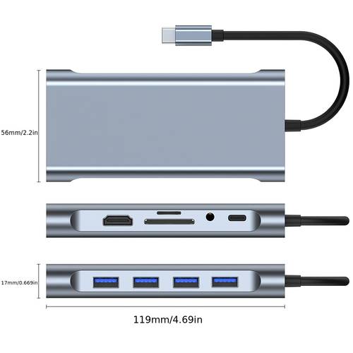 11 in 1 docking station 4k ultra hd hdtv adapter with vga 100w pd charging 5 usb 3 0 gigabit ethernet sd tf card reader 3 5mm audio compatible type c laptops