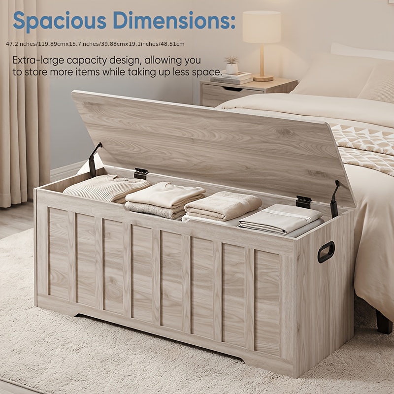Extra Large Storage Bench | 47" Blanket Chest with Safety Hinges