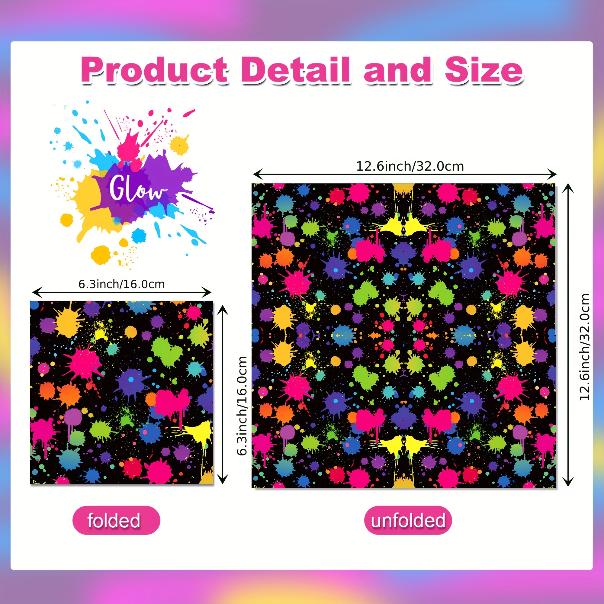 Image of 20 Pcs Art Party Paper Napkin Paint Splatter Glow In The Dark Disposable Dinner Napkins For Birthday Party Decorations Dinner Paint Party Decorations For Halloween、christmas