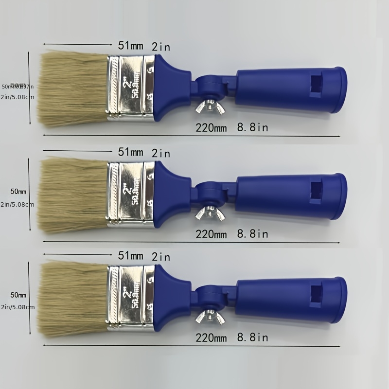 E-shop Professionelles Pinselset mit verstellbarem Winkel – Kunststofffaserpinsel für Zäune Wände, multifunktionales 3-teiliges Set, geeignet für Öl-