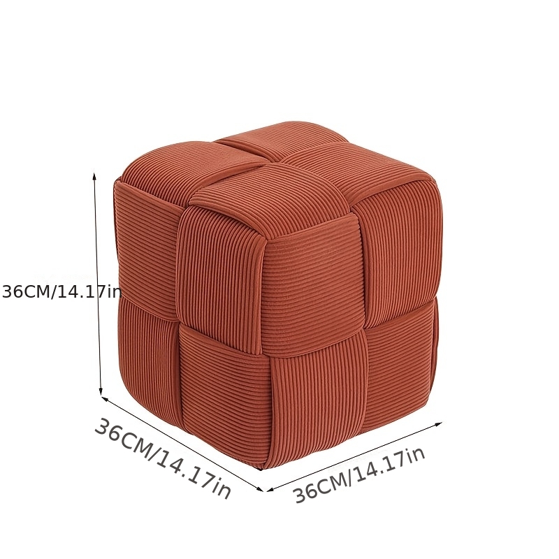 Small Stool For Home Tea Machine, Sofa Footrest, Shoe Bench, Soft And Comfortable Square Faux Fur Woven Design Ottoman, Footrest