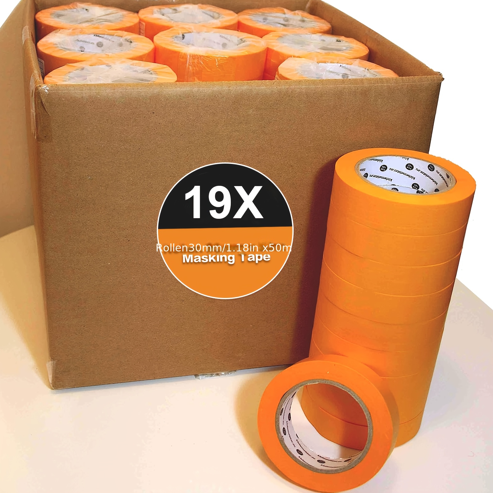 E-shop 18/19 Stück Gigavo Professionelles Maskierband - 30mm x 50m Selbstklebendes Washi-Band für Innenwände, Langlebige Kunststoffoberfläche, Einfach