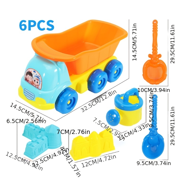 6pcs Beach Sand Play Set with Truck and Molds