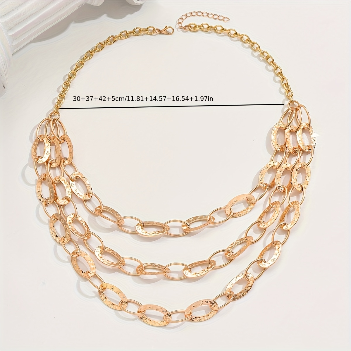 Multi-Layer Metallic Style Long Statement Necklace