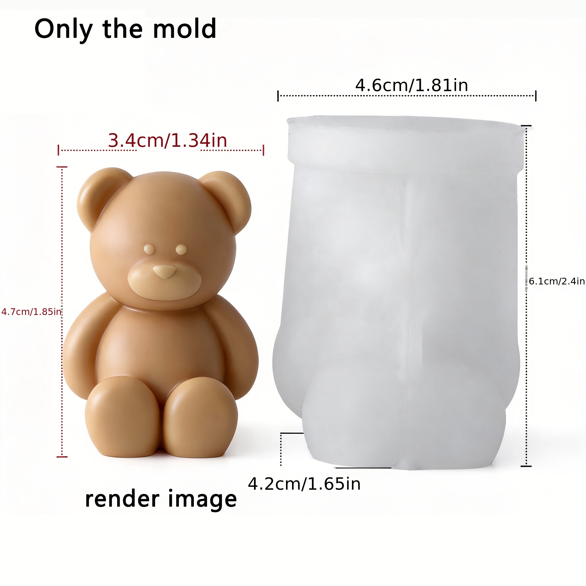 TEMU Molde de silicona JDH con forma de oso, para hacer jabón y manualidades con yeso - Moldes de silicona reutilizables antiadherentes con desmoldeo