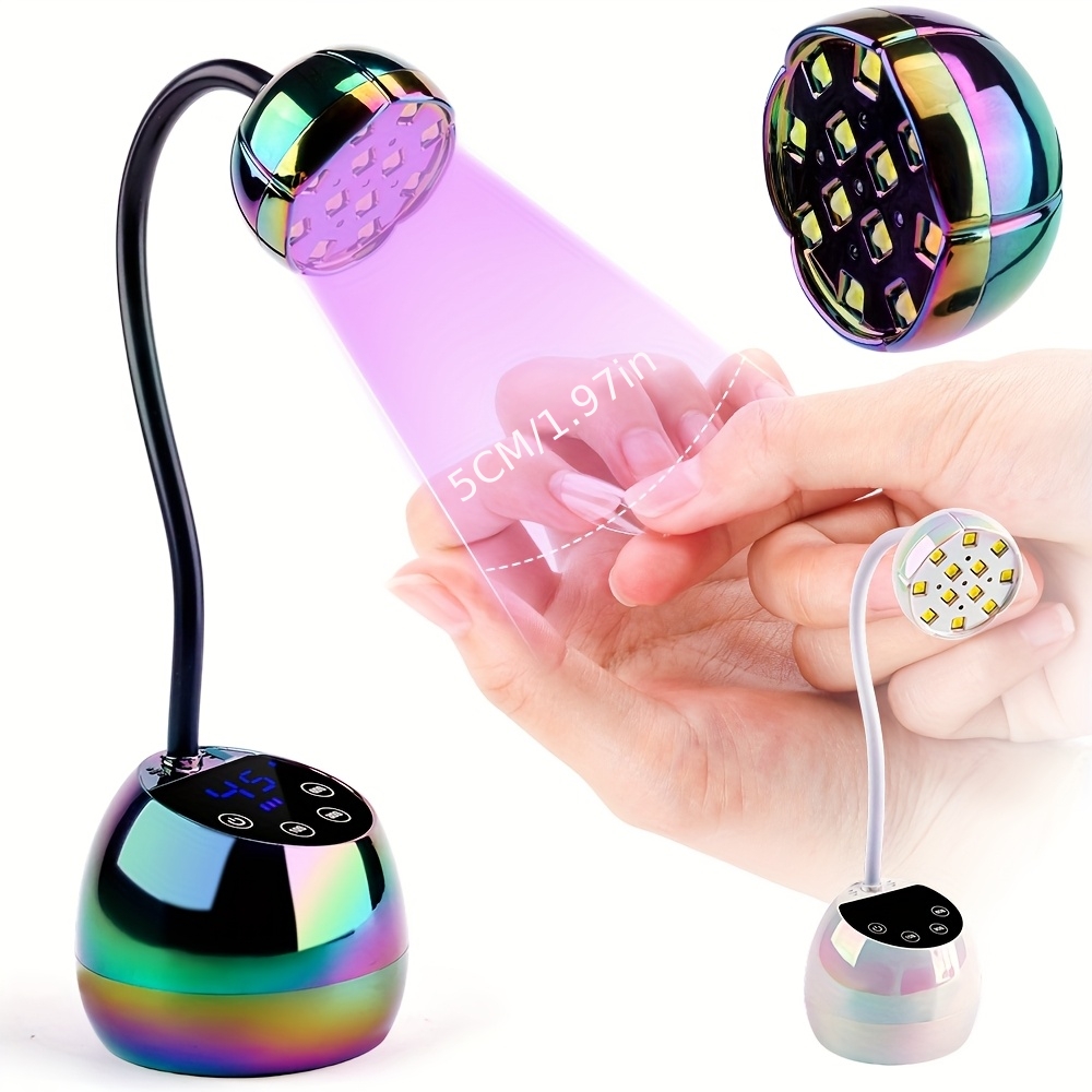 TEMU Led Nail Lamp, Mini Cordless Gel X Nail Lamp Flash, Gooseneck Portable Usb Gel Nail Dryer U V Light With 4 Timers And Lcd Display For Home Diy