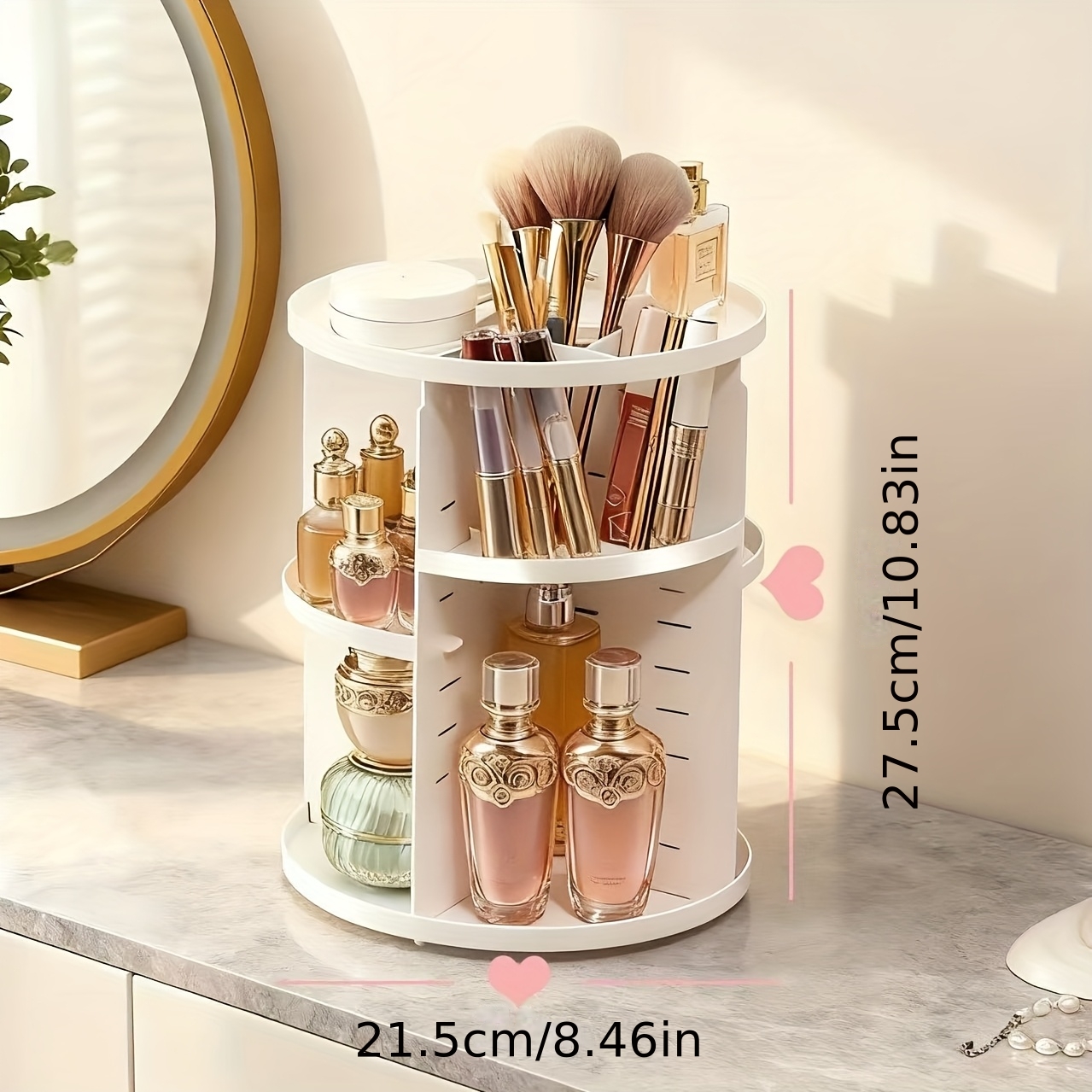 360 Rotating Makeup Organizer Freestanding Countertop