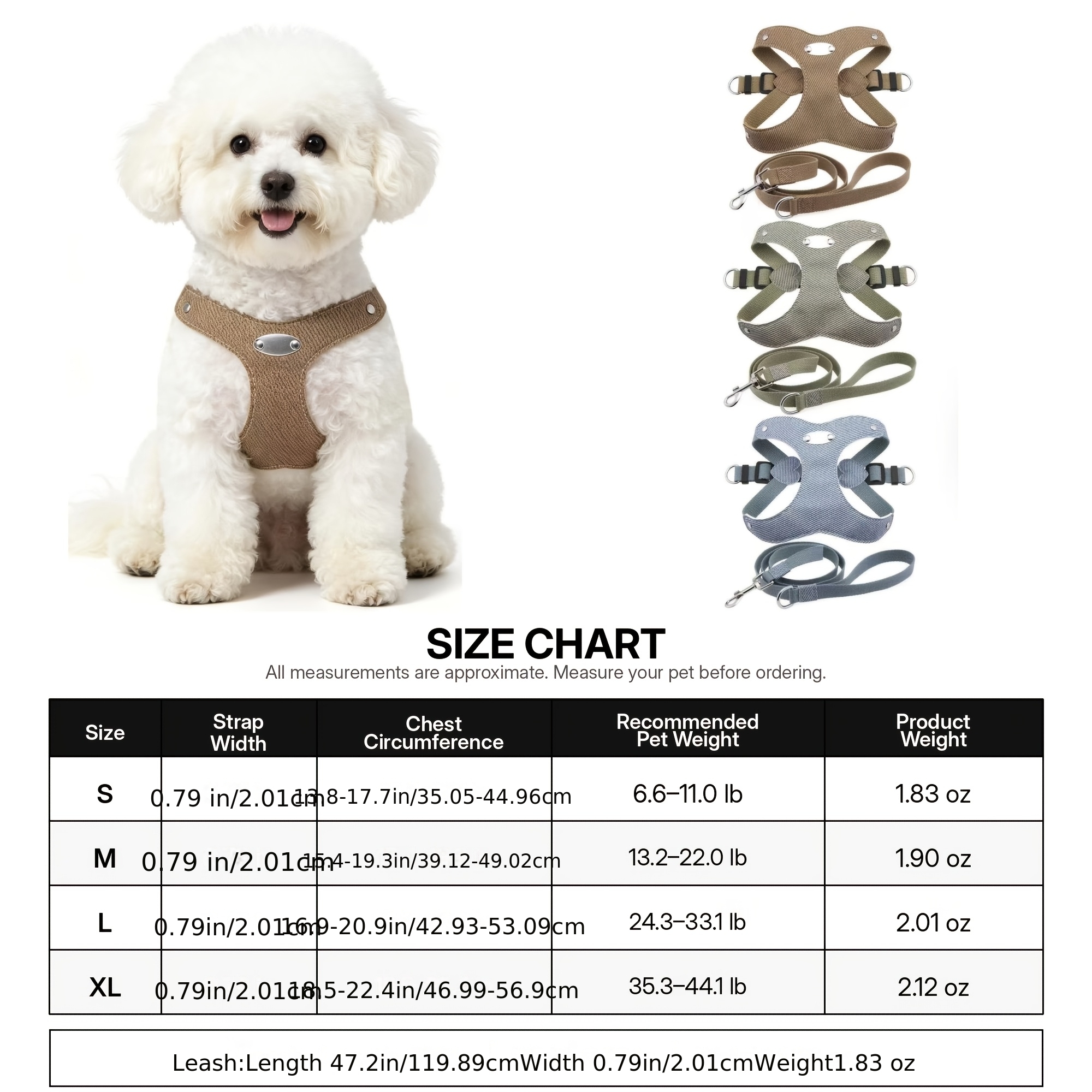 Custom Engraved Dog Harness and Leash Set with Personalized Name Plate