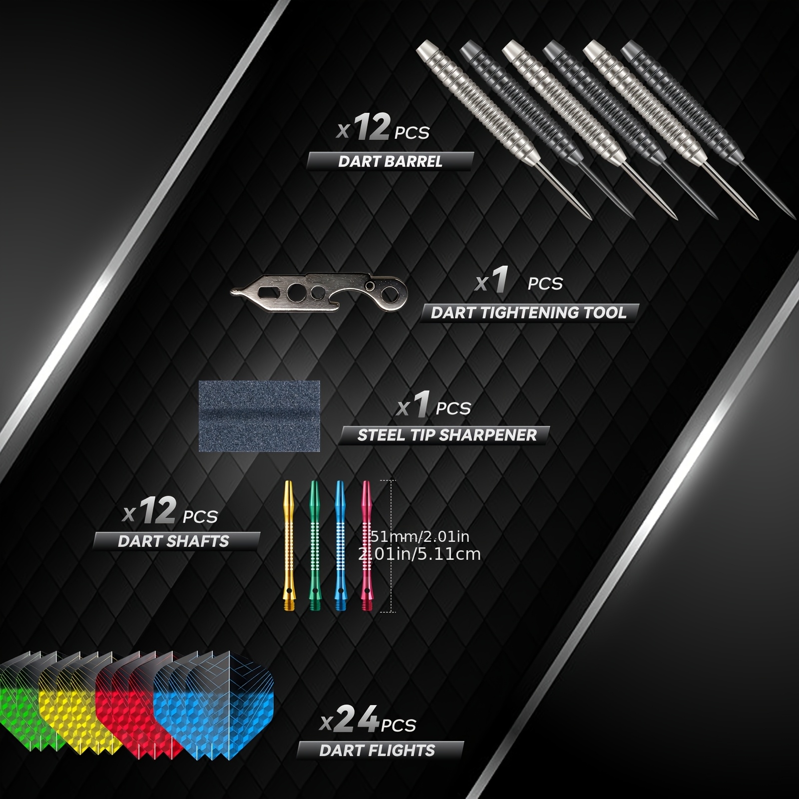 HUANQU 12pcs 22G Competition Hard Darts Set