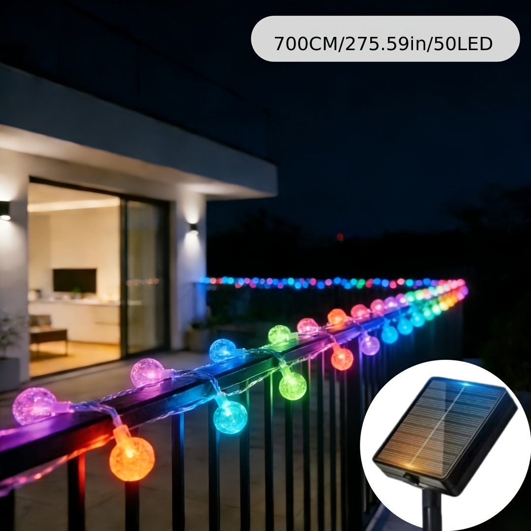 TEMU New Upgraded Solar Bubble Ball Transparent Thread, 200/100/50/20pcs Led Beads, Outdoor String Lights, Patio Lights, Garden Decor, Suitable For
