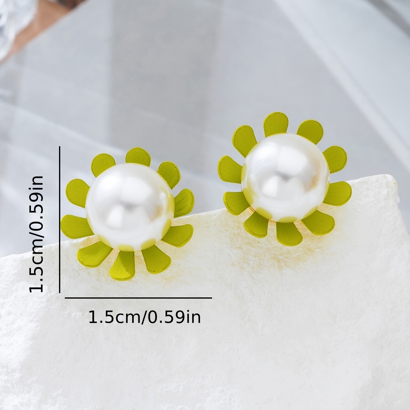 Women's Creative Imitation Pearl Green Flower Stud Earrings