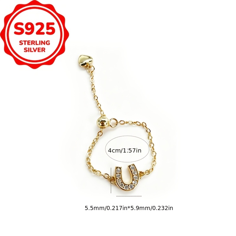 Women's S925 Silver U-Shaped Soft Chain Adjustable Retractable Ring
