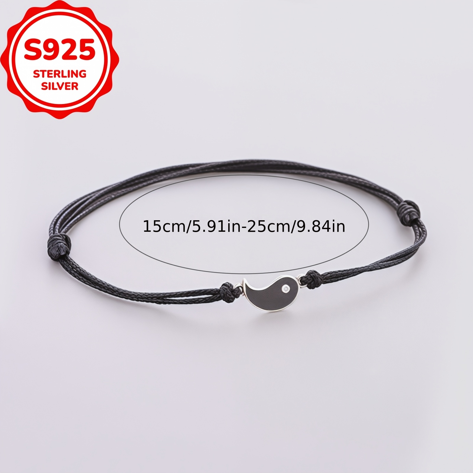 925 Silver Tai Chi Rope Bracelet, Couples Gift