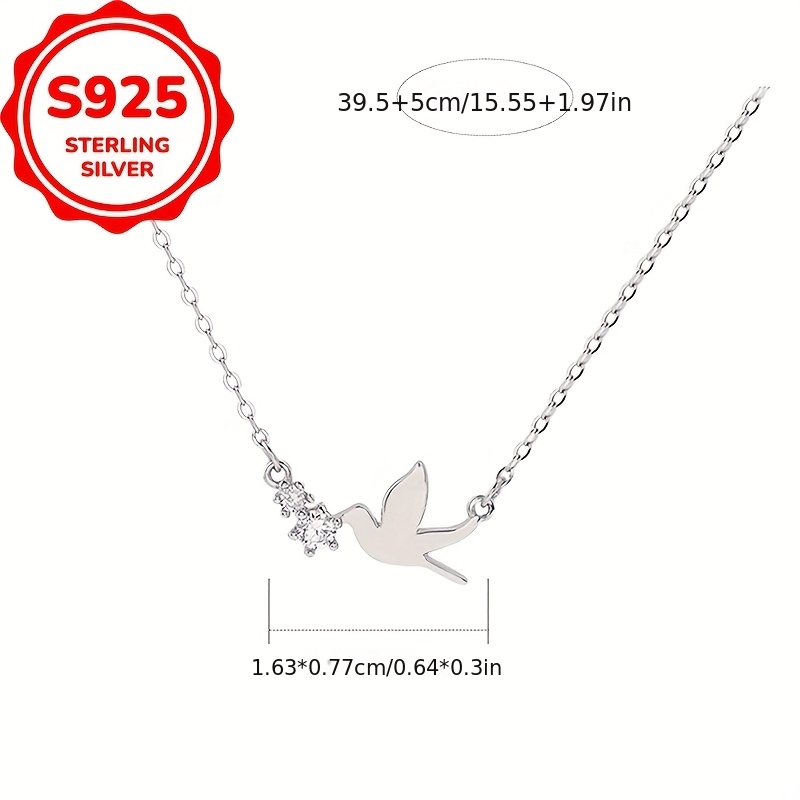 Women's Minimalist Dove Design S925 Silver Pendant Necklace, Gift for Her