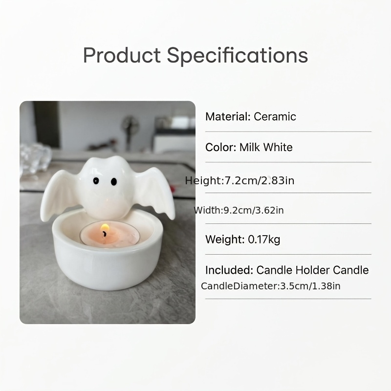 TEMU Ceramic Bat Tealight Candle Holder, Cute Bat Candle Holder For Halloween Home Decor