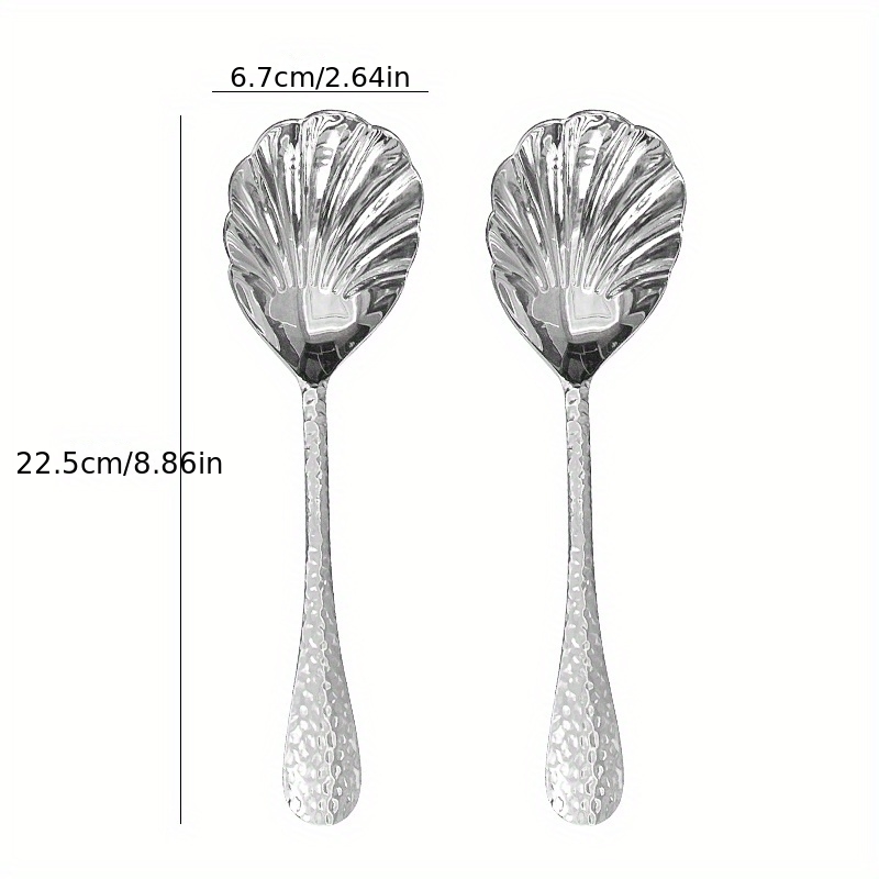2pcs Stainless Steel Long Handle Spoon Set Deep Thickened Rice Soup Spoon For Household & Restaurant Public Use