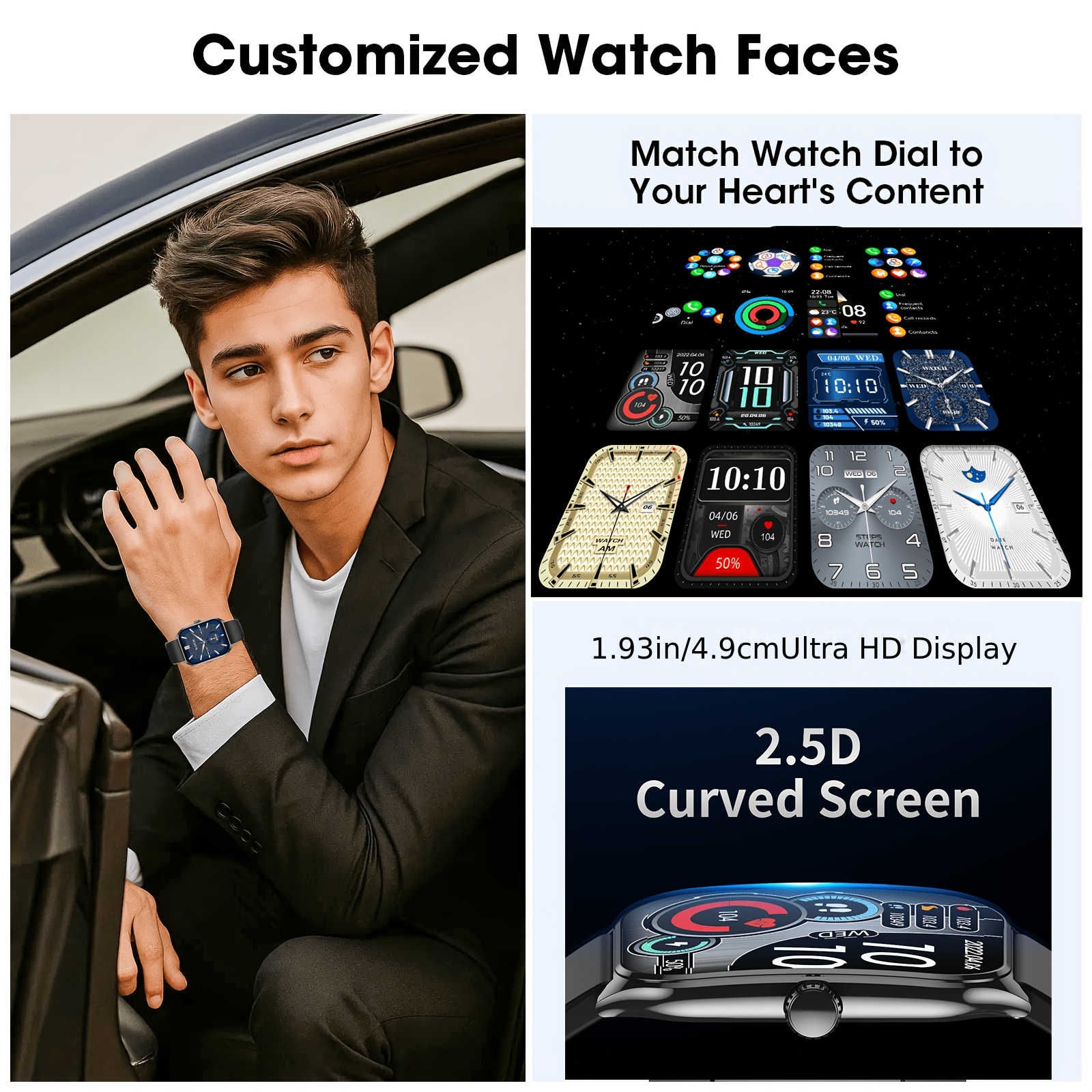 Aviwogr Ultra-Thin Smartwatch Compatible with Android/iPhone
