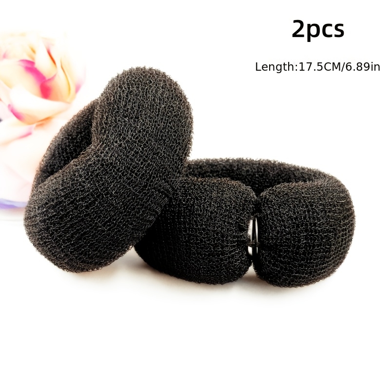 2pcs Exquisite Retro Mesh Bun Maker - Hollow Hair Donut, Styling Tool With Snap Button, Fashionable Hairstyle Accessory For Ponytails And Buns