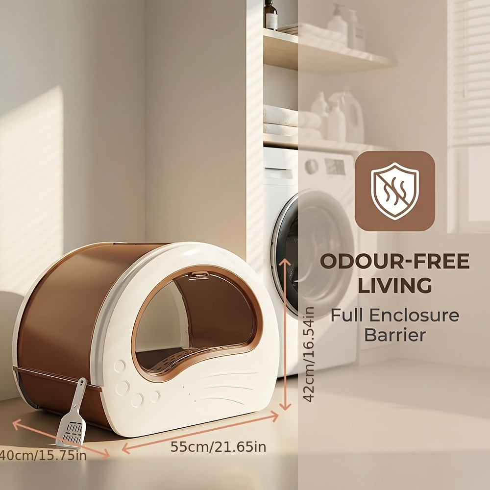 Large Fully Enclosed Drawer-type Cat Litter Box - Covered Cat Toilet (free Cat And Deodorizing Pack) - And Odor-proof Pet Supplies, Without Battery