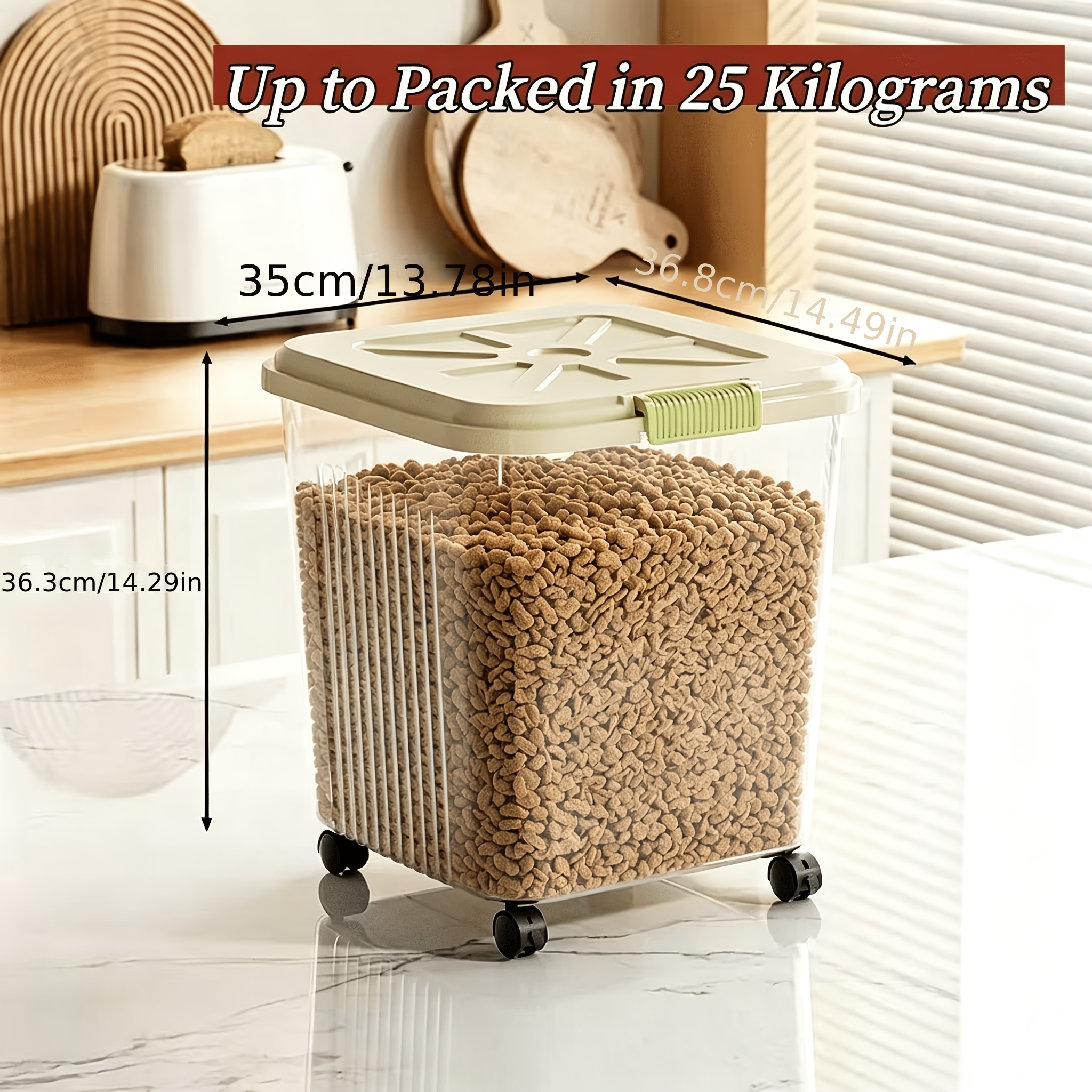 TEMU Pet Food Storage Container, Airtight Food Storage Bin, Suitable For Kitchen Cabinets, In Multiple Sizes, Ideal For Storing Dry Food 10-55 Lbs,