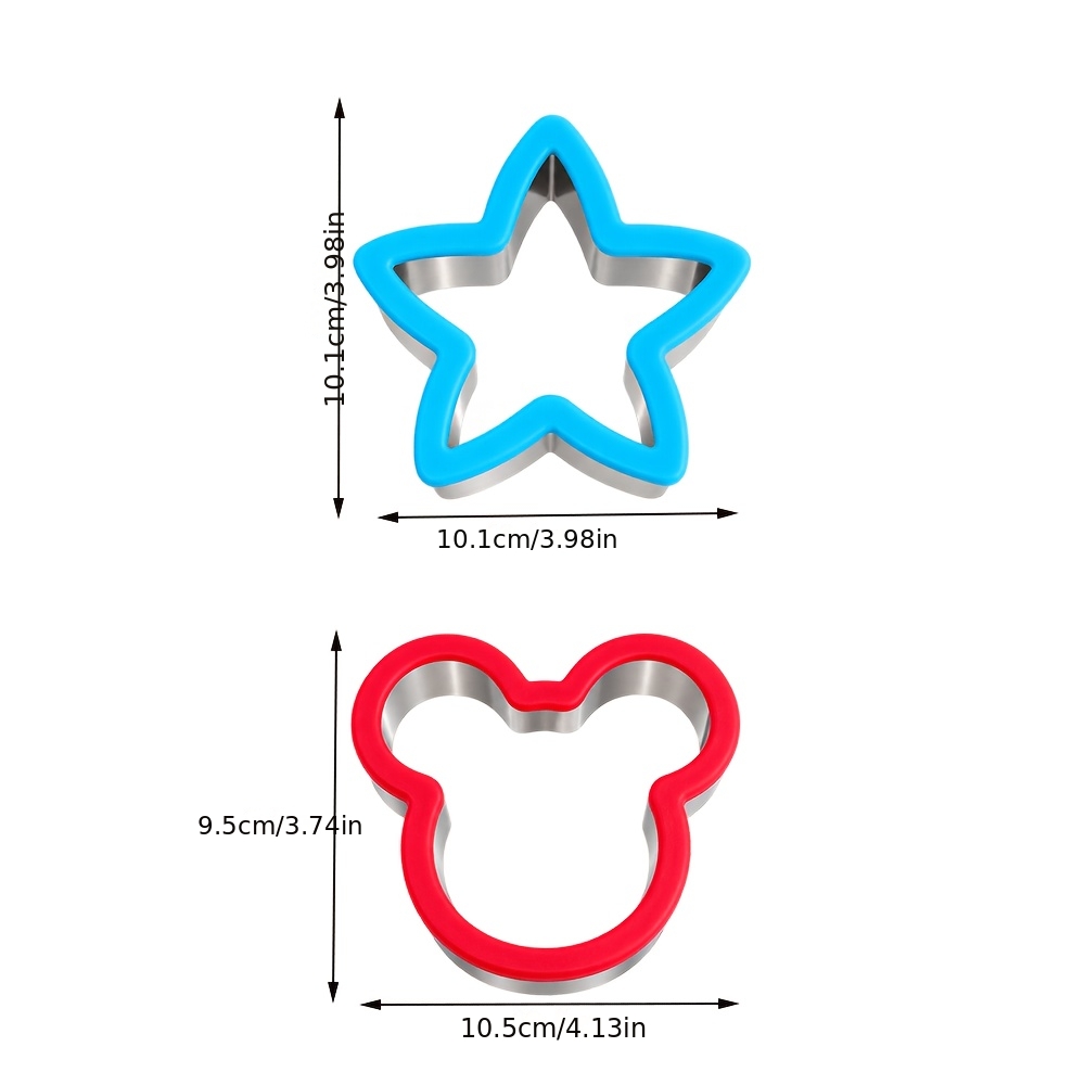 TEMU 2pcs Sandwich Cutter Set, Star & Bear Shape Stainless Steel Food Cutters With Colorful Handles, For Sandwiches, Fruit, Chocolate, Fondant, &