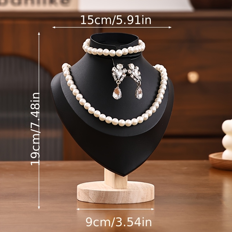 3-in-1 Wood Jewelry Bust Display Stand