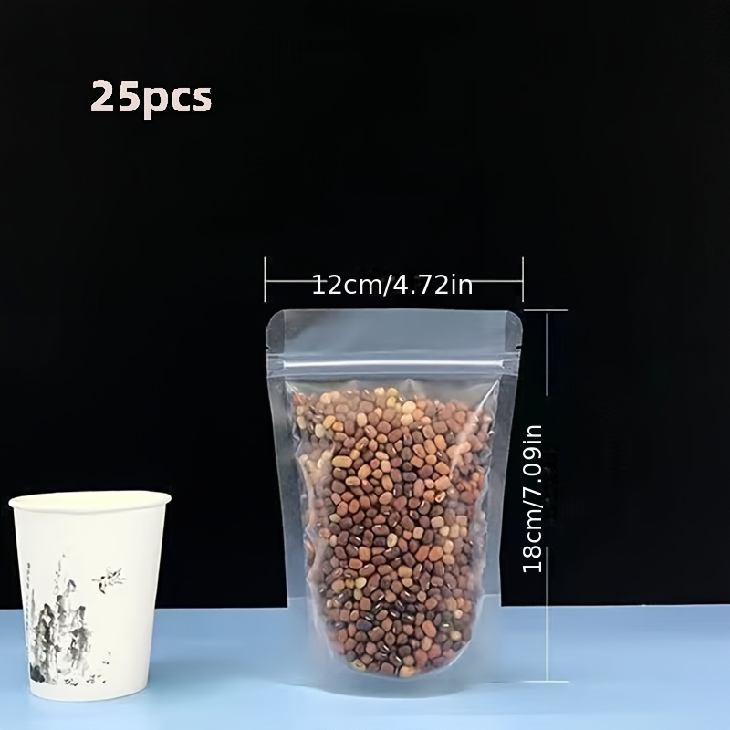 TEMU 25 Matte Frosted Self-sealing Bags, Suitable For Potato Chips, Gummies, Protein Powder, And