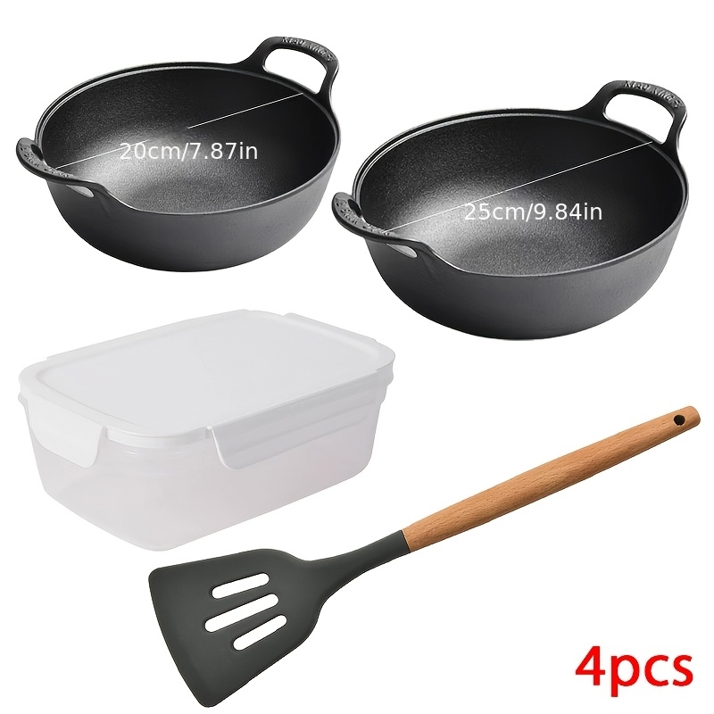 2pcs/4pcs Cookware Pots Set, Pot - 20cm Or 25cm, 1p Cooking Shovel, 1p Food Preservation Box, Indoor/outdoor Cookware Set, Ideal For Camping & Home Use, , Kitchen Cooking Tools, Accessories