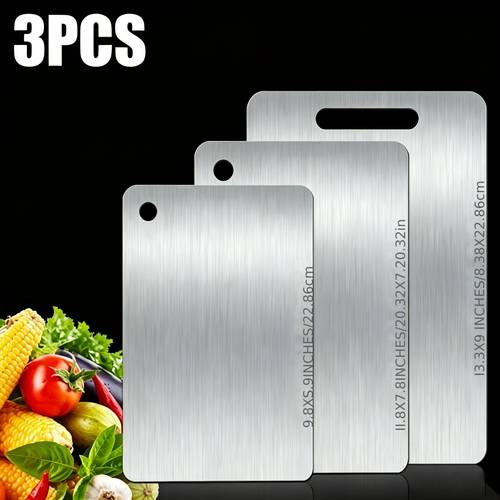 3pcs set of high quality stainless steel cutting boards double sided grade safety elegant design home kitchens and professional catering
