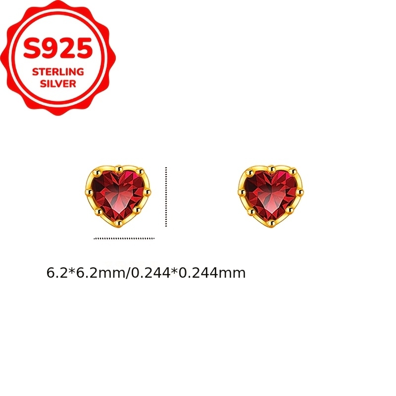1 Pair S925 Sterling Silver Romantic Heart Earrings