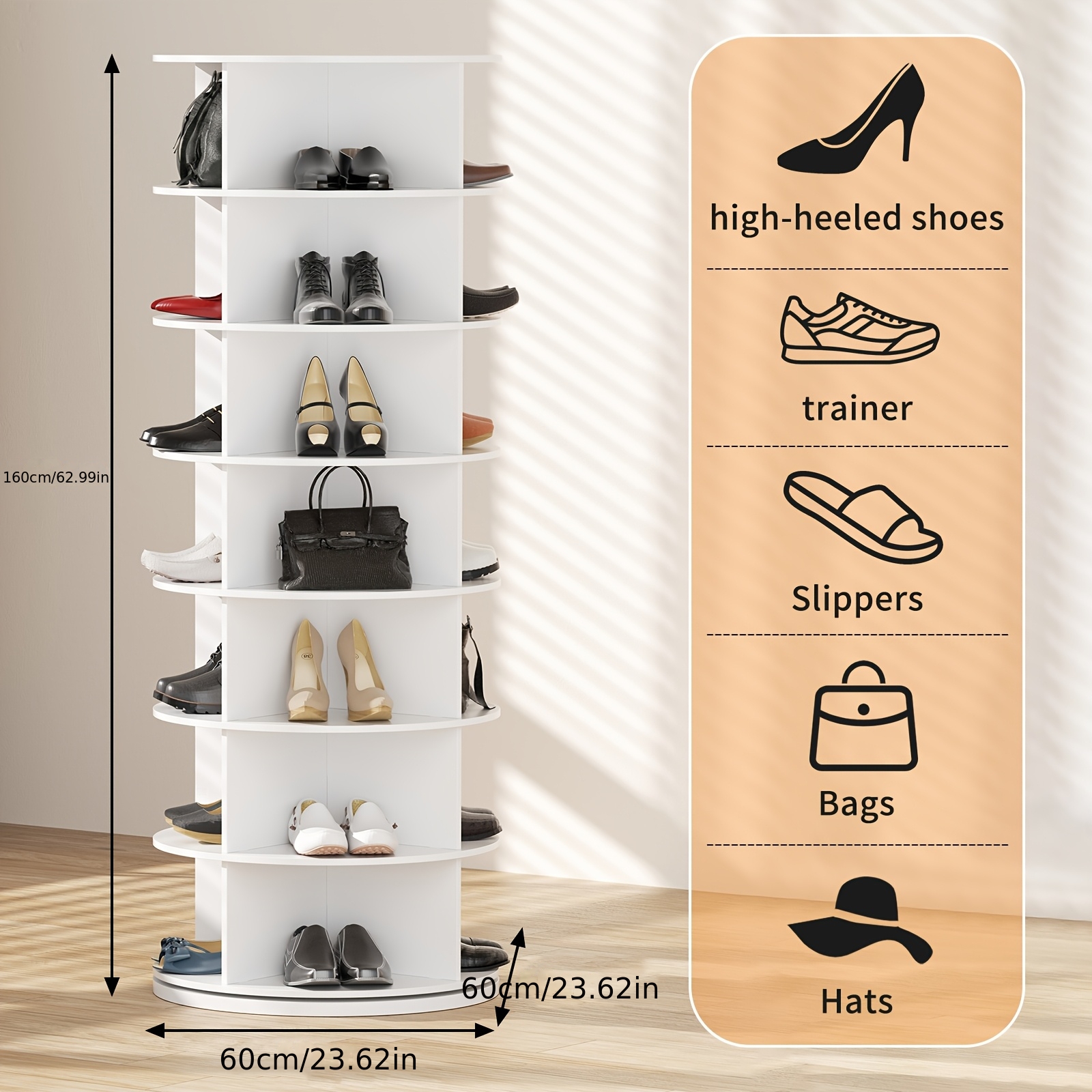 A Rotating Shoe Cabinet That Can Degrees - A Household Entrance Hall Artifact With Large Storage Capacity, A Vertical Space- Shoe Rack