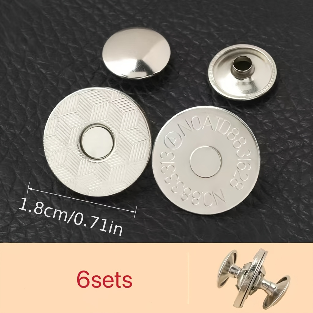 TEMU 6 Sets Of 1.8cm Metal Magnetic Buckles, With A Thickness Of 0.2cm Ultra-thin And Magnetic Added Design. Rivet Suction With Seamless Concealed .