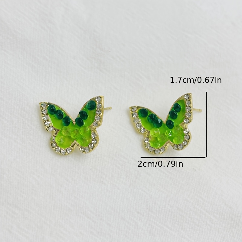 Bohemian Style Fresh Green Jelly Butterfly Stud Earrings