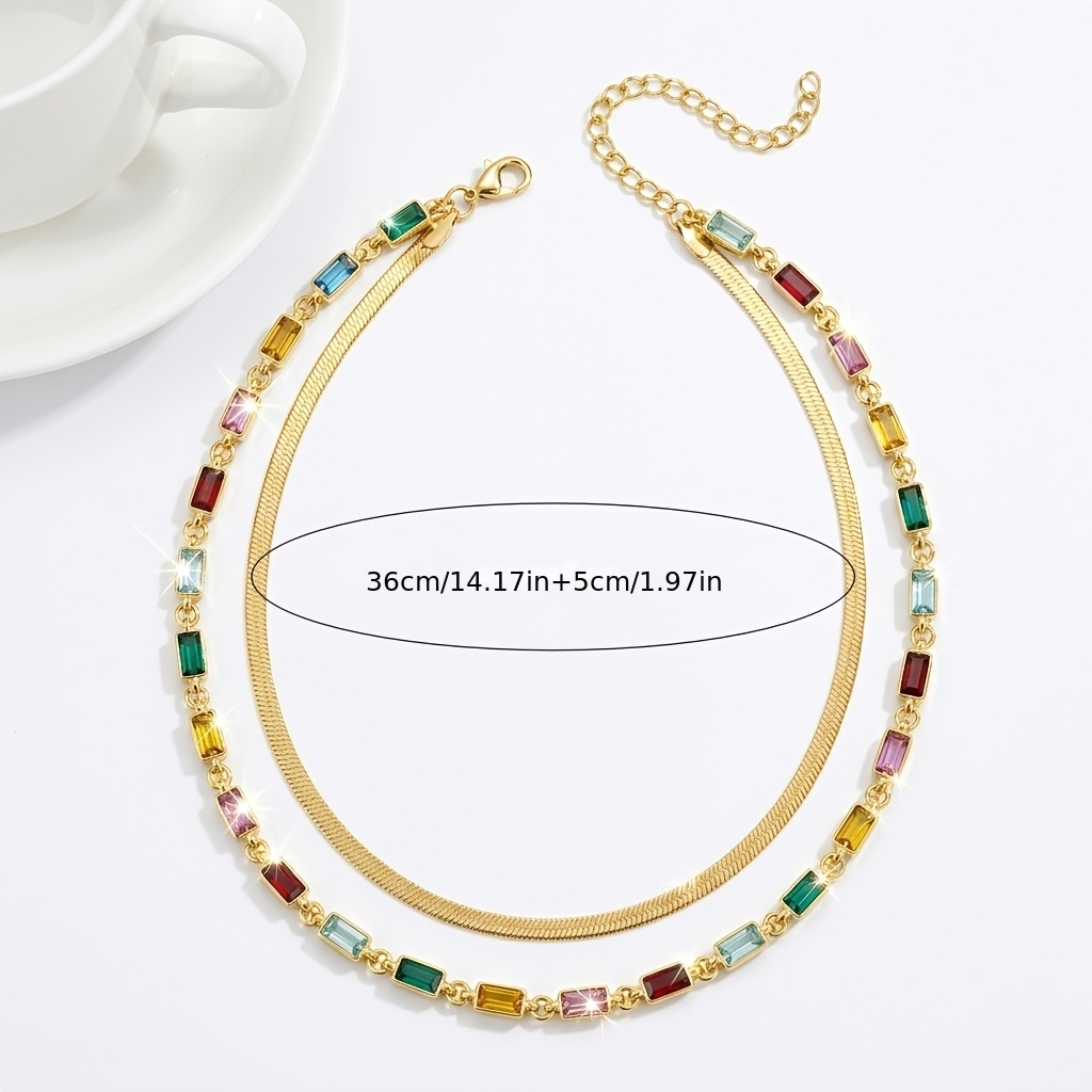 Women's Double-layered Colorful Imitation Gemstone Necklace