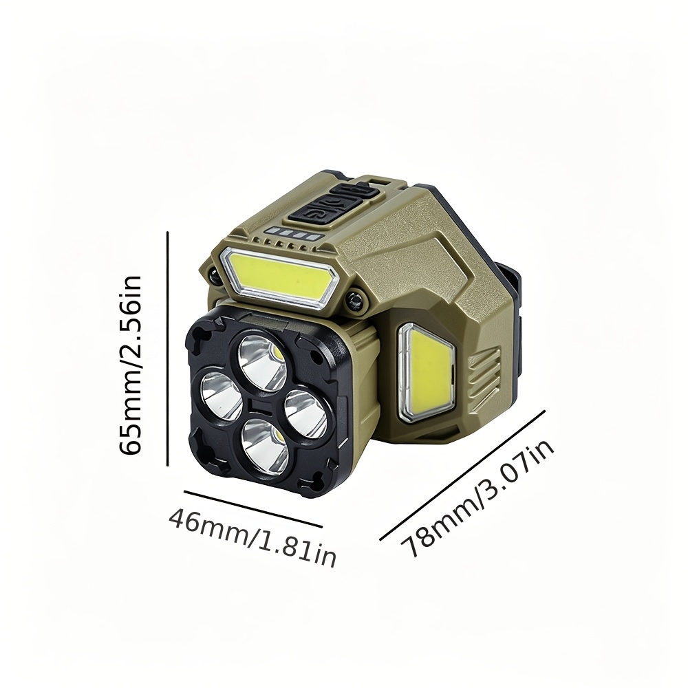 2pcs Square Anti-Collision Induction Headlights, USB Rechargeable
