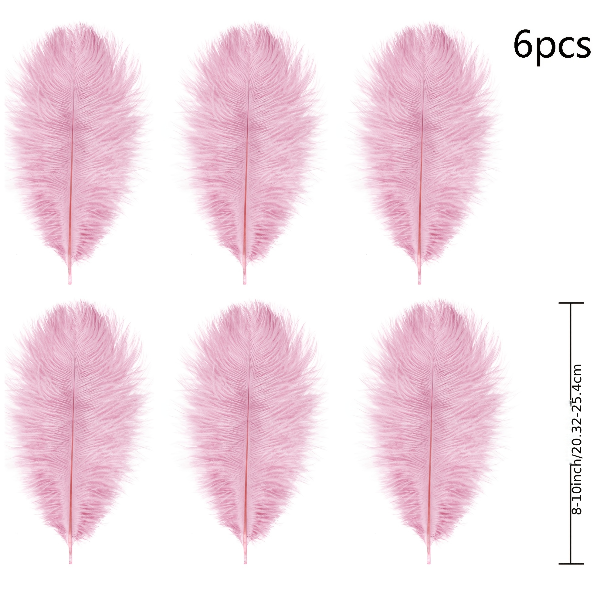TEMU 6pcs Bulk Natural-looking Artificial Ostrich Feathers Suitable For Crafts, Wedding Table Decor, Christmas Tree Decoration - 8 Inch (20cm-25cm)